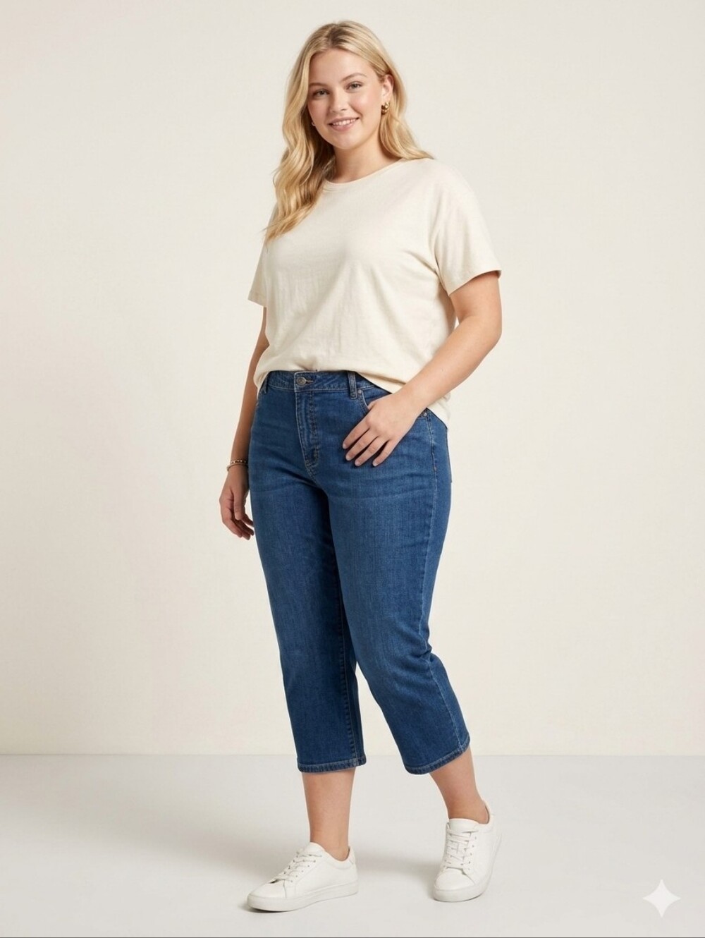 IZOD Just Right Crop Jeans 22W Plus Size Womens Blue Denim Stretch Capris